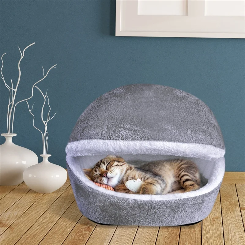 Плюшевый теплый мягкий зимний домик для кошек хлопковая Лежанка котят и щенков