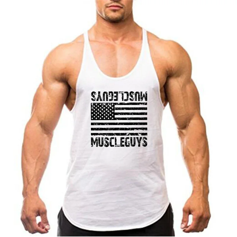 Белый Модный бренд спортивная одежда топ на бретелях, мужские, для бодибилдинга и фитнеса жилет для мужчин; без рукавов майки спортивной тренировки человек майка - Цвет: Белый