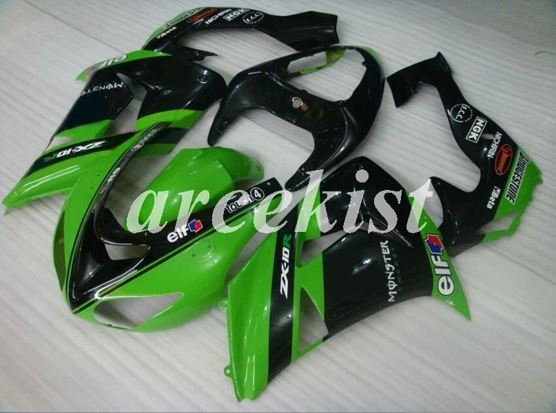 

4 Gifts New ABS Motorcycle Full Fairings kit Fit For Kawasaki Ninja ZX-10R ZX10R 2006 2007 06 07 Custom Green black