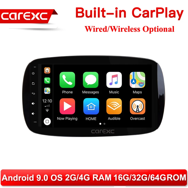 CarExc 9'' Radio CarPlay Multimedia Player 1 din Android 9.0 For Mercedes Smart Fortwo Autoradio 2015 2016 2017 GPS Navigation