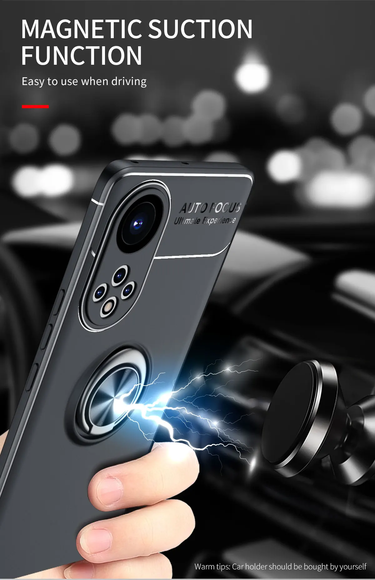 Shockproof Phone Case For Honor 50 Pro SE Paly5t Luxury Car Magnetic Ring Stand Back Cover For Huawei P50 P40 Pro Nova 8 Funda