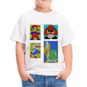 

New Arrival Kids Clothes T-shirt Boy Birthday Mario printing 4-14Y Cotton Short Children Clothing Girls Tops Costume Boys Tshirt