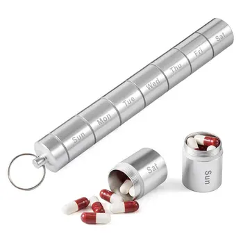 

Pill Case 7 Days Travel Pill Box Aluminum Alloy Travel Pill Holder Waterproof Anti Rust Medicine Organizer Detachable Non Toxi