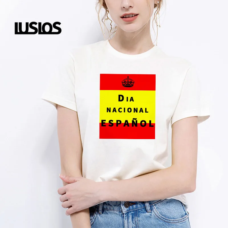 Футболка LUSLOS с надписью Keep Calm (Испания) Национальный день Испании желтая красная