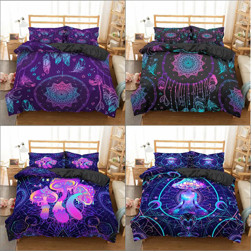 Homesky conjunto de cama padrão sem costura capa edredão fronha capa edredão microfibra consolador quarto rainha rei tamanho roupas