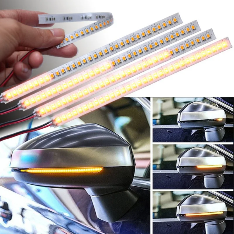 

2pcs 28CM Turn Signal Car Rearview Modified Streamer Yellow Light Flow Turn Signal