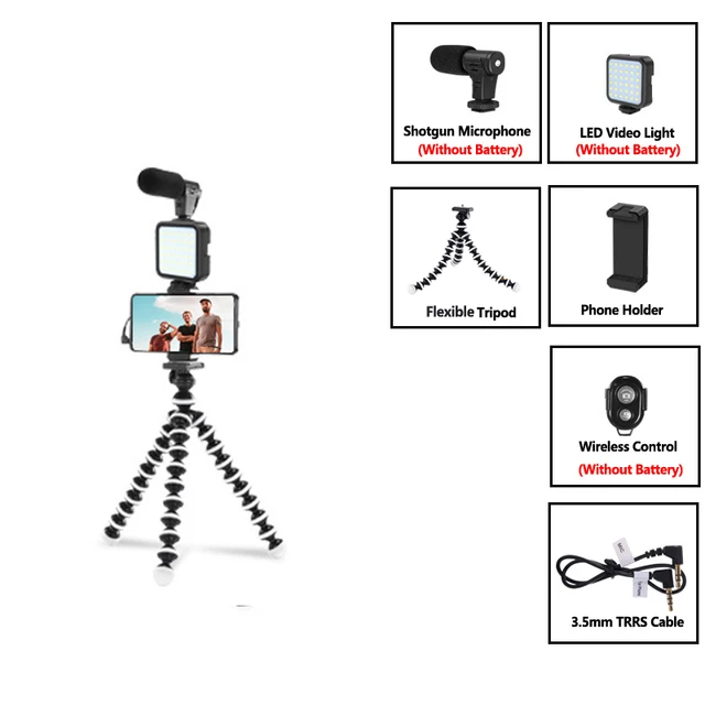 Condenser Microphone With Tripod LED Fill Light For Professional Photo