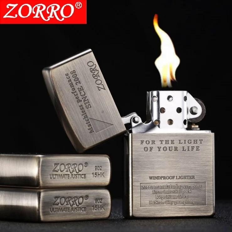 Оригинальная керосиновая Зажигалка Zorro; ветрозащитная Зажигалка из чистой меди в стиле ретро; Посылка для курения