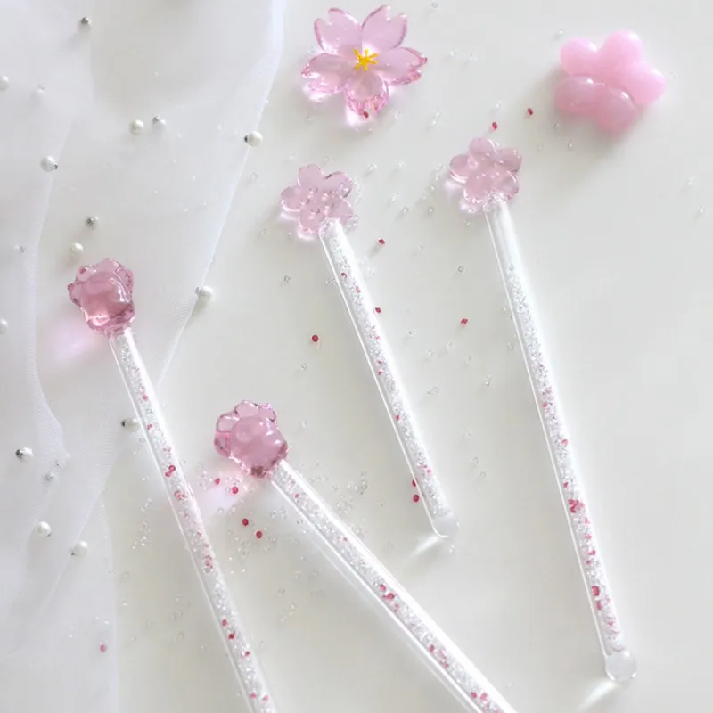 Glass Sakura Cat Claw Star Diamond Stirring Spoons Coffee Rod Drink Ice Cream Dessert Tea Spoon Drinkware | Дом и сад