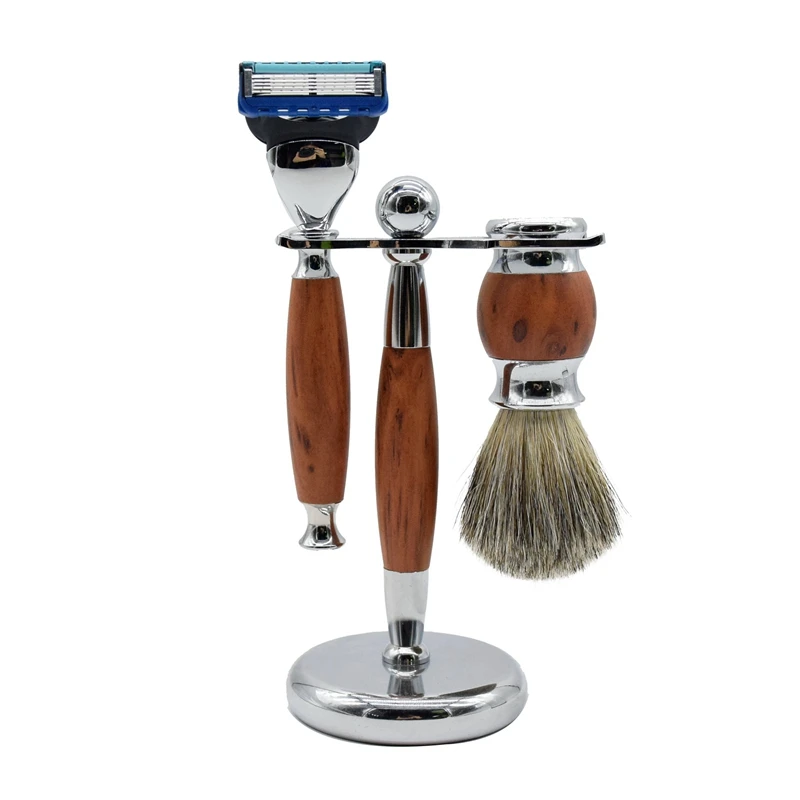 

Men's Shaving Set, Safety Razor, Shaving Stand, Soft Hair Brush Set Beauty Tools 3PCS