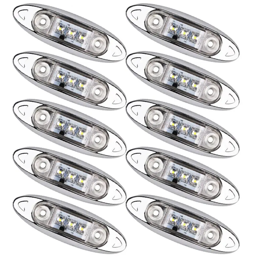 10 шт. автомобиль красный/белый/желтый Подсветка 12V 24V 3-светодиодный боковые габаритные рыбы Форма грузовик прицепа красный светодиодный светильник IP67 - Цвет: QM192803-02
