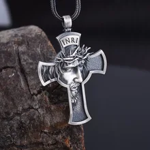 Colgante cristiano para hombre con cruz de Jesús de aleación explosiva de Europa y Estados Unidos