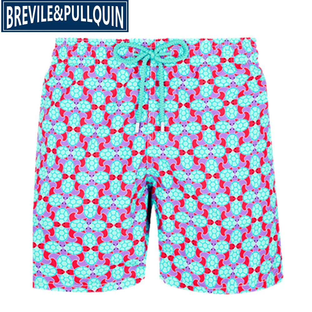 Brand Fashion Brevile pullquin Beach Board Shorts Men Turtles Swimwear Bermuda Quick Dry Adults Swimtrunks M L XL XXL - Цвет: V