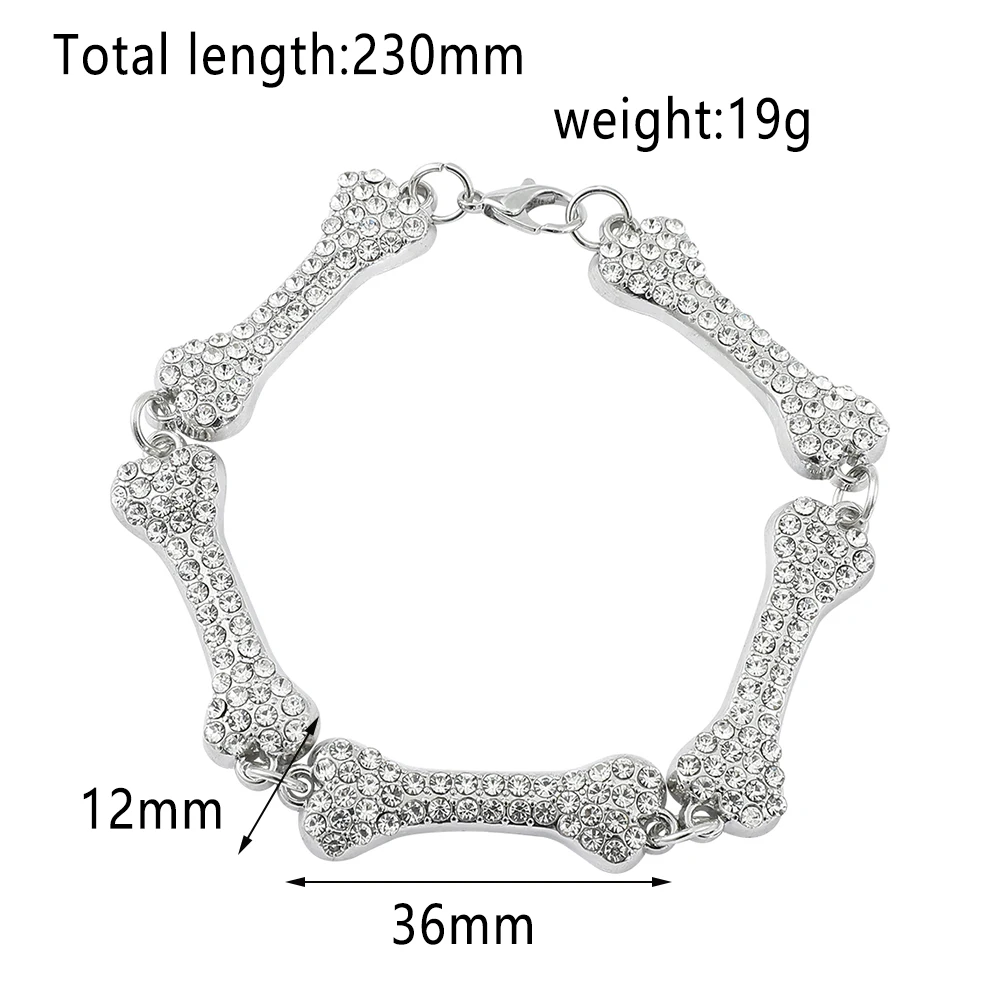 2022 Bone Necklace Iced Out Crystal Choker Necklaces Hip Hop Bone Element Clavicle Chain Men's Women's Gothic Party Jewelry 