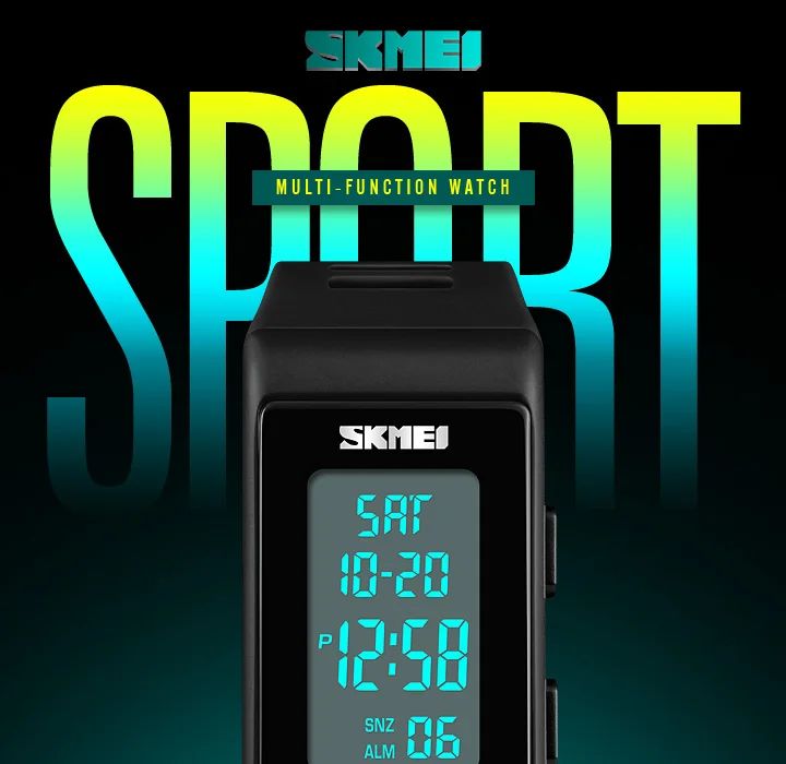 SKMEI Square Electronic Watch Women Men Digital Wristband Alarm Clock Life Waterproof Fashion Sport LED 12/24hour Clock 1362