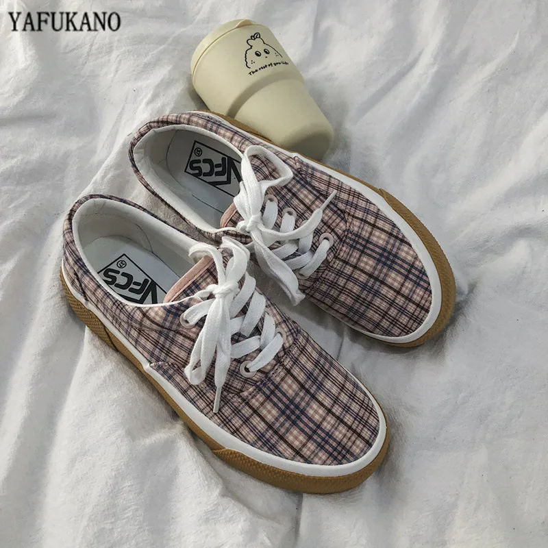 plaid canvas shoes