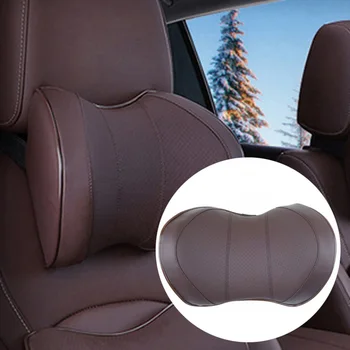 

Breathable Car neck pillow Coffee Space Memory Cotton PU Leather Cushion
