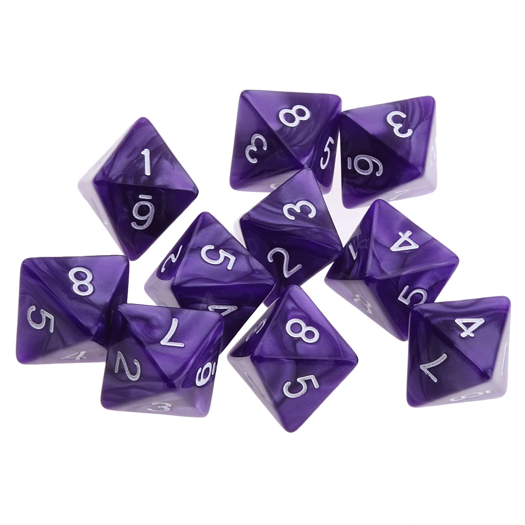 10pieces 8 Sided Dice D8 Polyhedral Dice for DND Party Table Board Games Dice Set