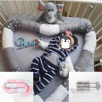 

250cm Baby Crib Bumper Round Long Cushion Cotton Universal Baby Bed Fence Star Pillow Kids Room Decoration Baby Protector
