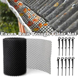 1 Roll Anti Clogging Mesh Cover With Stakes Stops Leaves Balcony Easy Install Gutter Guard Flexible Drain Reduce Overflow Clean