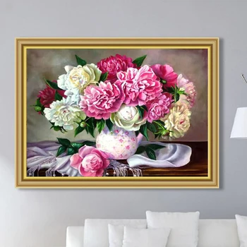 

Diamond Embroidery 5D Living Room Hanging Paiting Bouquet Pattern Rhinestone Hnadmade Cross Stitch Diamond Painting Decoration