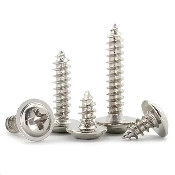 

1000Pc Self Tapping Screw M1.2 M1.4 M1.7 PWA Nickel Plated Flange Cross Round Head With Pad Pan Head Tapping Screws With Washer