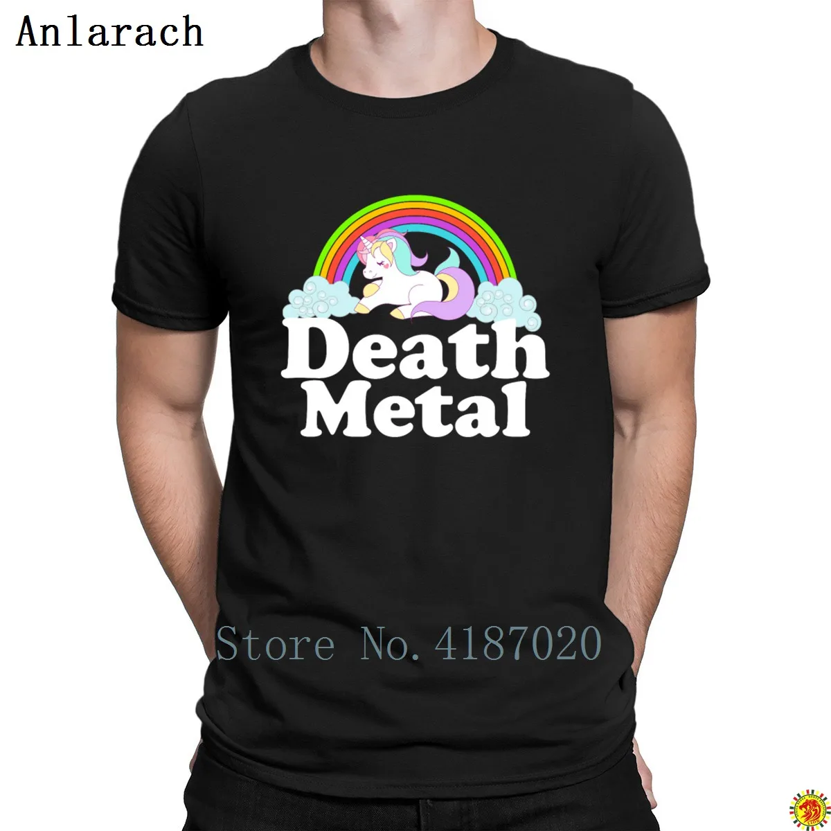 Футболка с надписью Death Metal Rainbow Unicorn альтернативная рок музыка хлопковая 2018