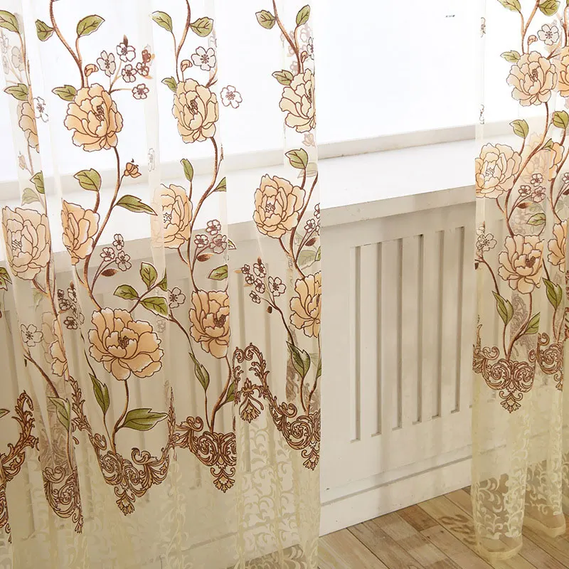 

Froral Tulle Curtains for Living room the Bedroom Print Sheer Voile Curtain for Kitchen Window Screening Blind Drapes Home Decor