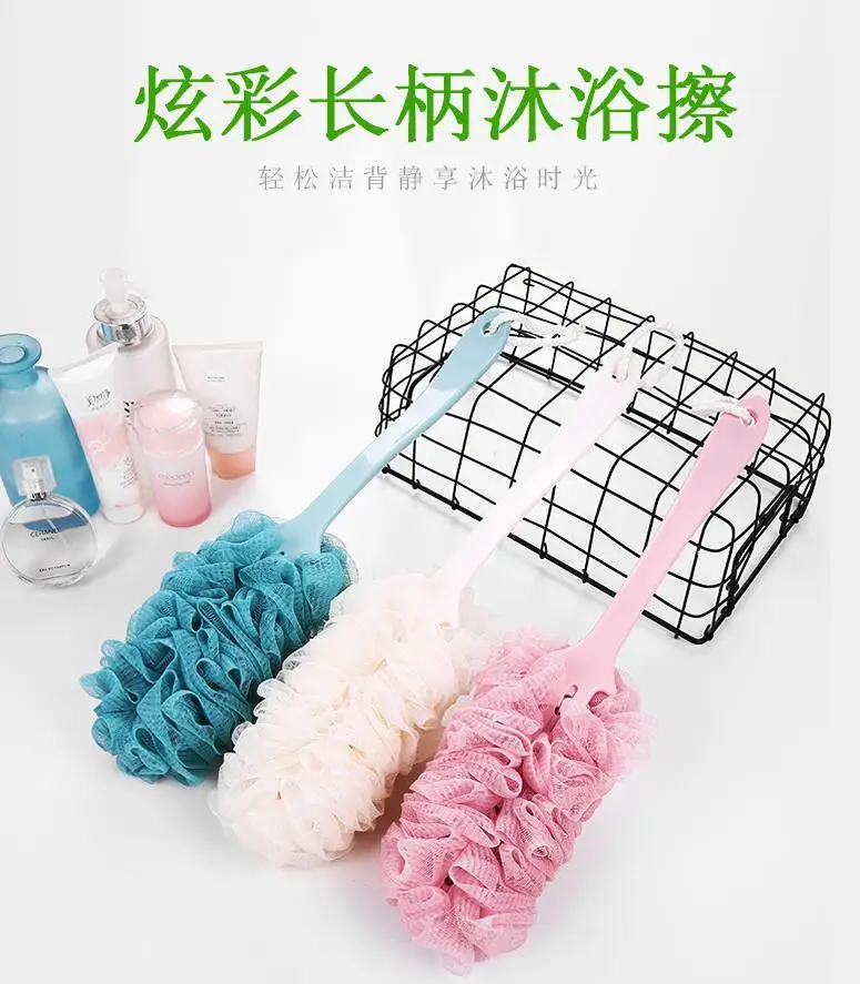 Loofah Толстая противоскользящая длинная ручка в европейском стиле, цветная ванна, сетчатая губка для ванной, банная губка, Новая S