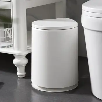

4/10L Pressing Type Round Plastic Trash Can Double-Layer Multi-Purpose Bathroom/Bedroom Trash Can Nordic Household Cleaning Tool