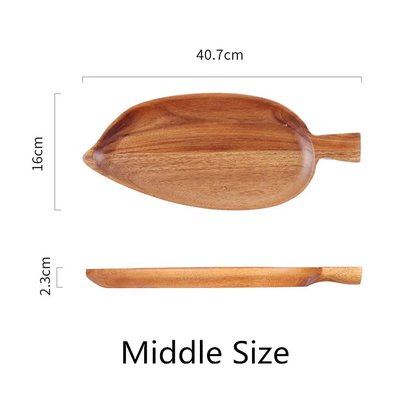 40.7x16CM Модная тарелка из цельного листового дерева, фруктовое блюдо, тарелка, чайный поднос, десертный ужин, хлеб, деревянная тарелка, поддоны для хранения - Цвет: 40.7x16CM