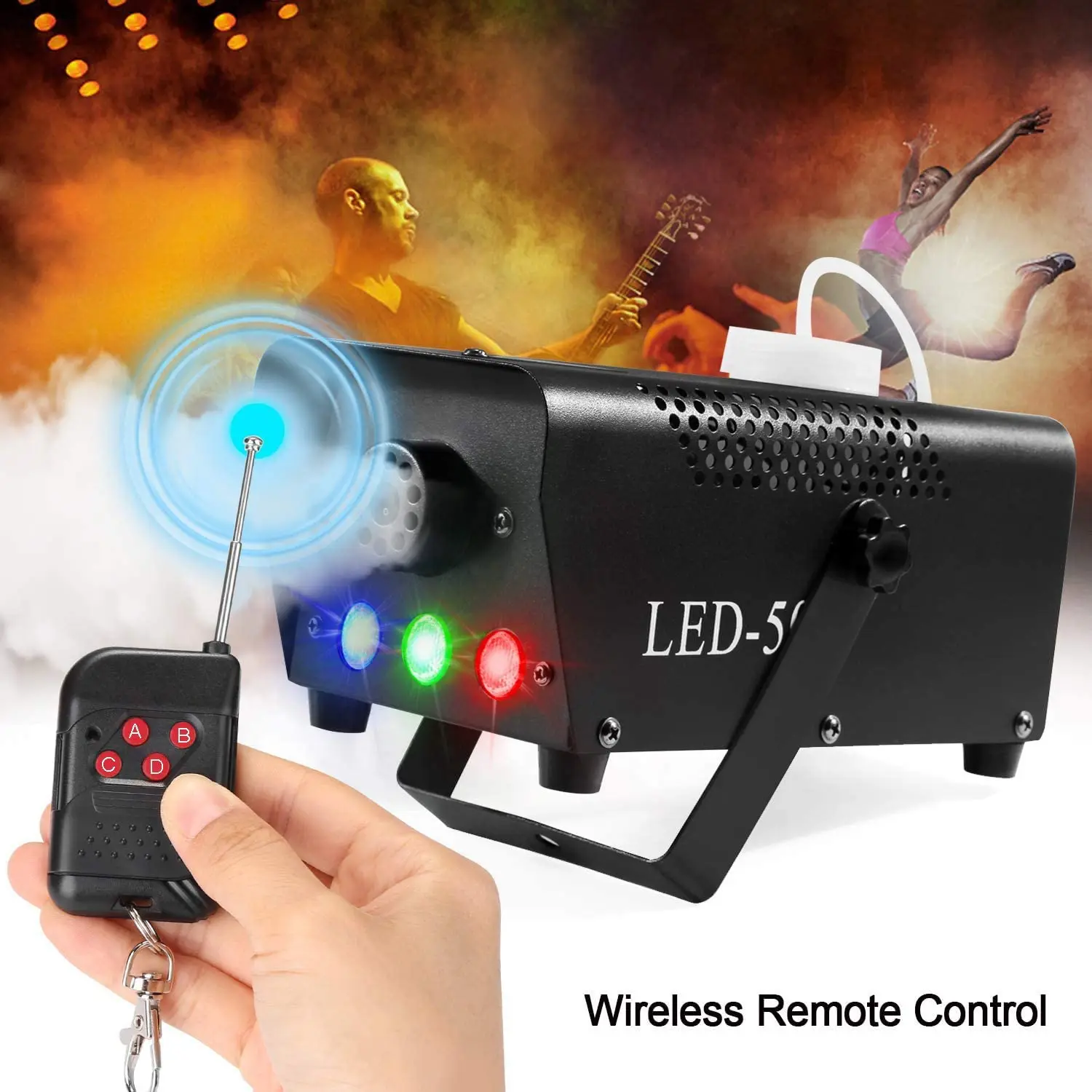 3 в 1 500 Вт светодиодная RGB Беспроводная противотуманная машина с дистанционным