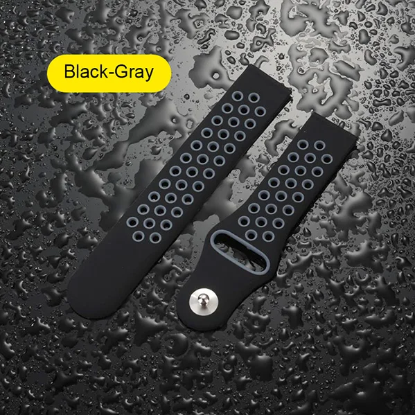 Black Gray UEBN силиконовый сменный дышащий водонепроницаемый ремешок для часов xiaomi Huami ремень Amazfit GTR 42 мм 47 мм спортивные наручные часы - Цвет ремешка: Black Gray