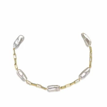 

Fashion New Natural Shaped Baroque Pearl Necklace Stitching Necklace