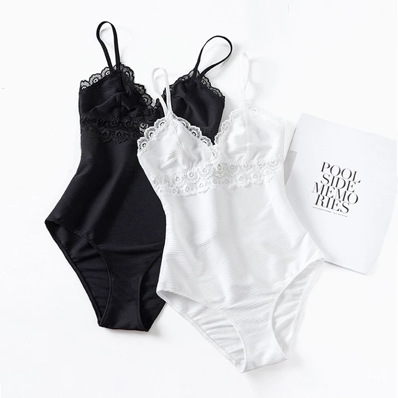 

Thread Lace Patchwork Bustiers Corsets High Elasticity Body Suit for Women Sexy Deep V Backless Bodysuit Thin Wireless Lingerie