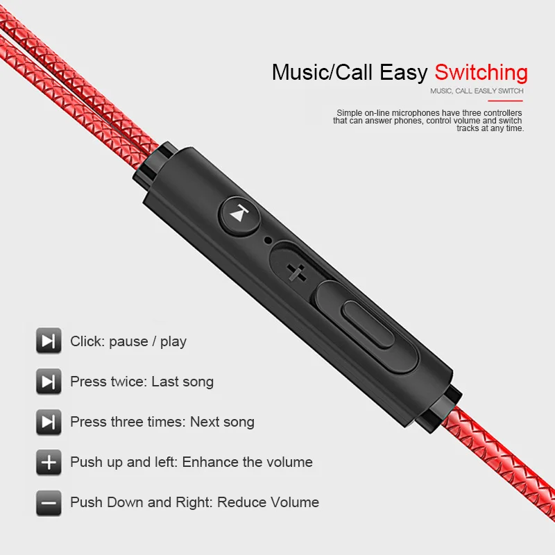 Bass Headphones Earphones with Microphone Volume Control Stereo Wired Earphones 3 5mm Jack NC99