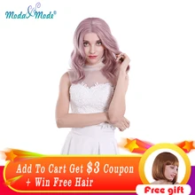 Moda& Mode Hair2" светильник фиолетовый природа волна синтетические парики на кружеве средняя часть черный/белый для женщин Косплей термостойкие