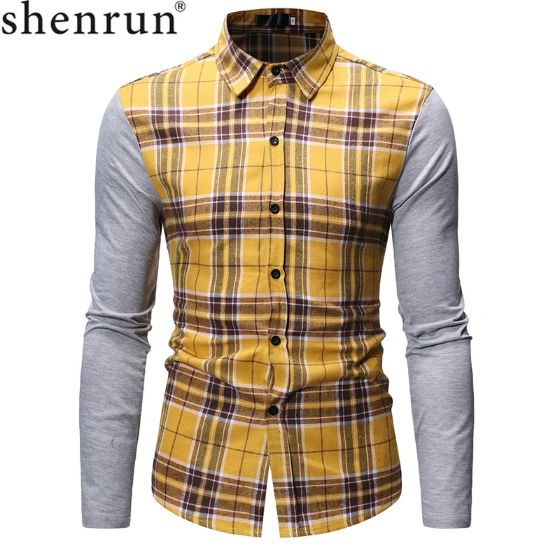 Shenrun Men Shirts Long Sleeve New 