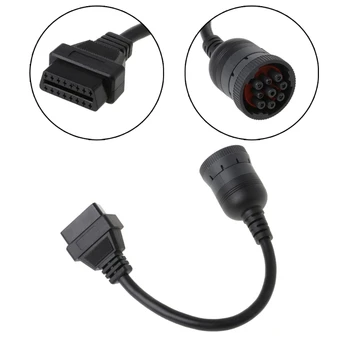 

New 1 Pc Auto J1939 Deutsch 9 Pin to OBD2 OBD 16 Pin Car Truck Diagnistic Connector Cable Tools