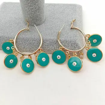 

Blue Enamel Clear Cz Pave Charm Dangle Snap Closure Earrings
