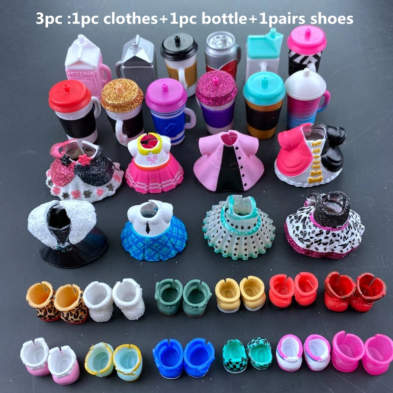 3pc original LOLs doll clothes,  bottles, shoes accessories for LOLs accessories hot sale chucky dolls Dolls