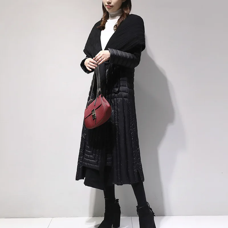 LANMREM Autumn And Winter New Products Fashion Solid Color Long Knee Over Hooded Warm White Duck Down Jacket PB293