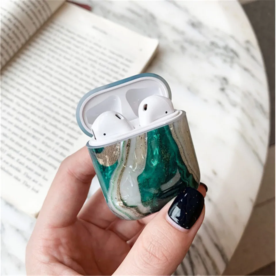 02 Роскошный Мраморный чехол для Airpods, Bluetooth наушники, милый силиконовый чехол для Airpod 2, чехол для наушников, Сумка с зарядкой для air pods, чехол - Цвет: 02