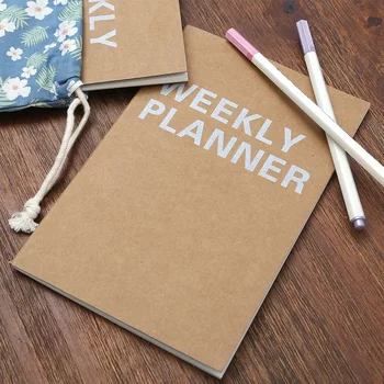 

Weekly Planner A5 Kraft Paper 64 pages Notebook time manager Diary Office&School supplies