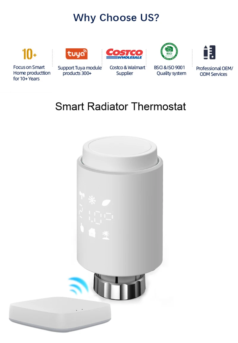 zigbee thermostat connecté avec valve pour contrôleur de température trv programmable qui fonctionne avec alex et google appareil de domotique pour la maison