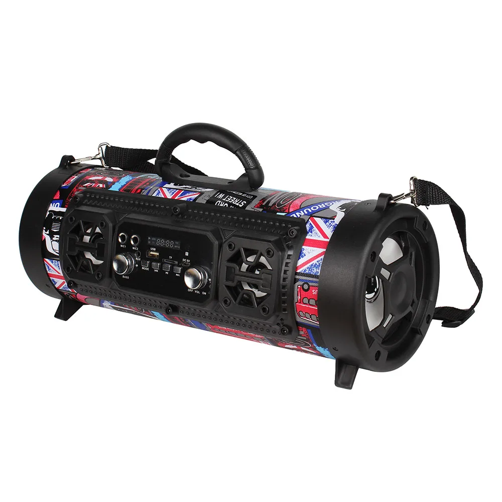 Wireless Bluetooth Speakers 20W Outdoor Loudspeaker Stereo Bass Subwoofer Speakers FM TF AUX IN Music Player LED Dual Microphone - Цвет: Graffiti