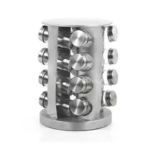 Нержавеющая сталь вращающийся приправа Стекло бутылок Стекло бутылка Стекло полка Кухня хранения принадлежностей 18,5x18,5x27,5 см