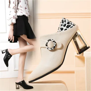 

2020 autumn deep mouth single shoes women's fashion leopard OL workplace fashion shoes ladies pointed thick heels were thin high
