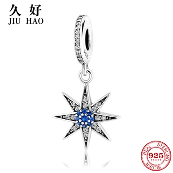 

925 Sterling Silver Charms blue eight Pointed Star Pendants fashion accessories womens bracelets trendy 2018