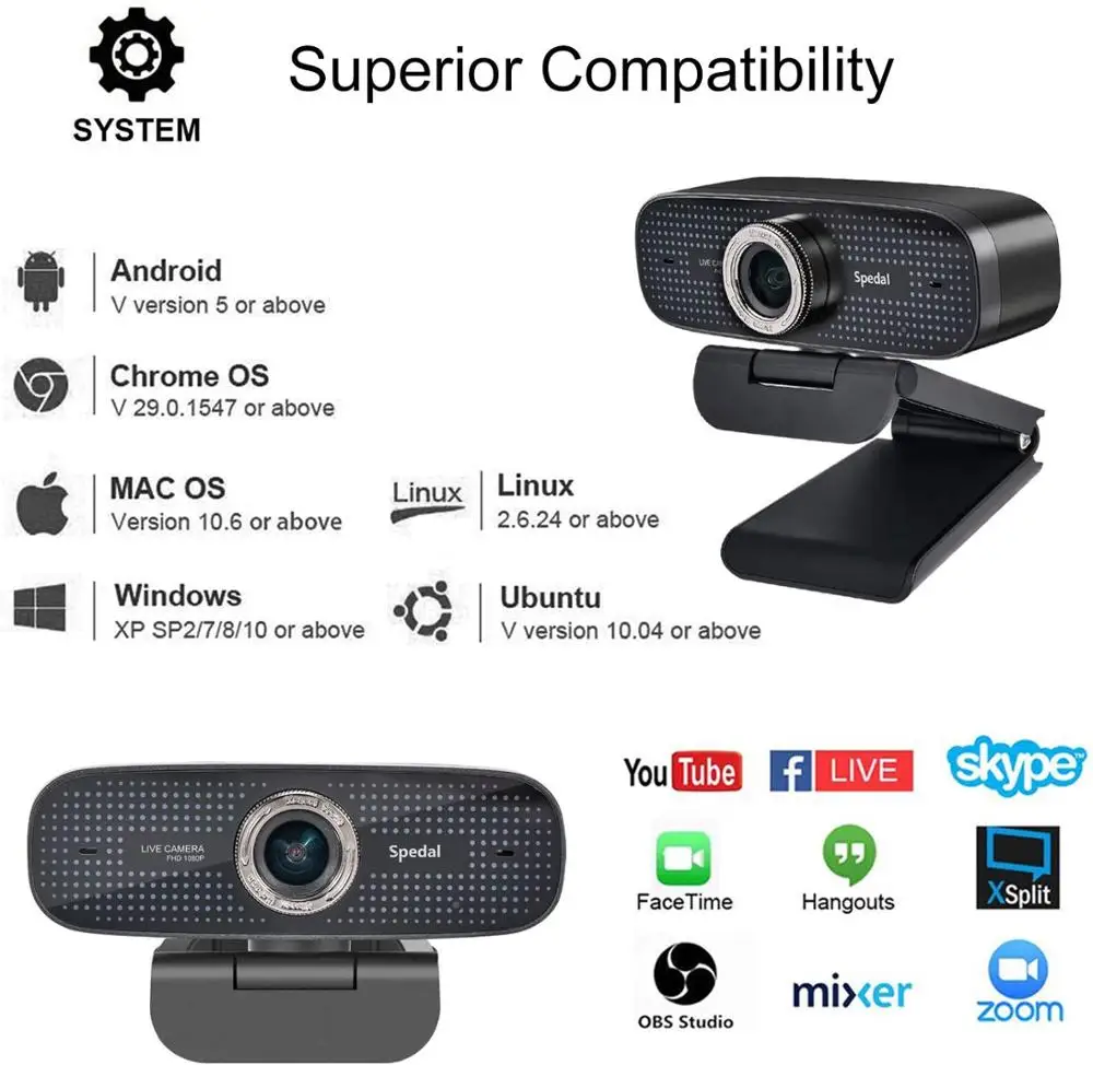 Webcam Spedal C922 1080p Full hd com Microfone Redutor de Ruído Câmera com Microfone Embutido para Transmissão ao Vivo em Computador e Laptop - Imagem 2